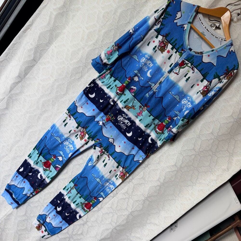 Justice Girls XL Grinch One Piece Pajama Jumpsuit Cindy Lou Whoville Christmas